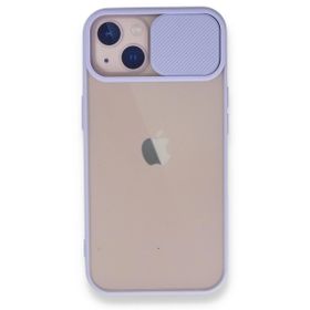 BSSM Palm Buzlu Kamera Sürgülü Silikon - Lila iPhone 13 Kılıf