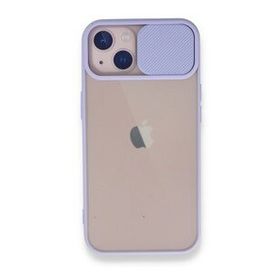 BSSM Palm Buzlu Kamera Sürgülü Silikon - Lila iPhone 13 Kılıf