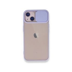 BSSM Palm Buzlu Kamera Sürgülü Silikon - Lila iPhone 13 Kılıf