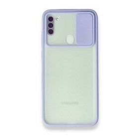 BSSM Palm Buzlu Kamera Sürgülü Silikon - Lila Samsung Galaxy A11 Kılıf