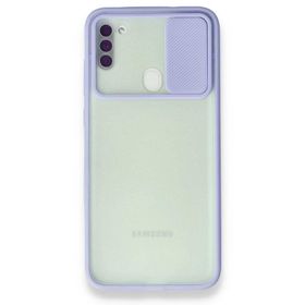 BSSM Palm Buzlu Kamera Sürgülü Silikon - Lila Samsung Galaxy A11 Kılıf