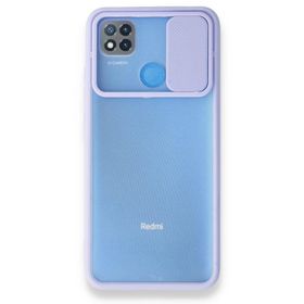 BSSM Palm Buzlu Kamera Sürgülü Silikon - Lila Xiaomi Redmi 9C Kılıf