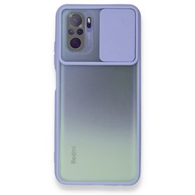 BSSM Palm Buzlu Kamera Sürgülü Silikon - Lila Xiaomi Redmi Note 10 Kılıf