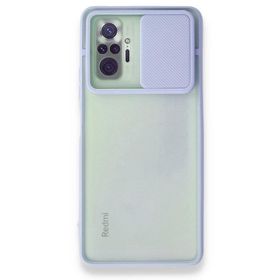 BSSM Palm Buzlu Kamera Sürgülü Silikon - Lila Xiaomi Redmi Note 10 Pro Kılıf