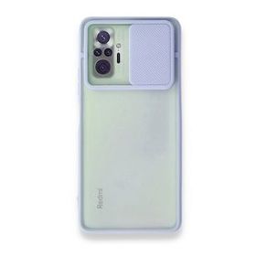 BSSM Palm Buzlu Kamera Sürgülü Silikon - Lila Xiaomi Redmi Note 10 Pro Kılıf