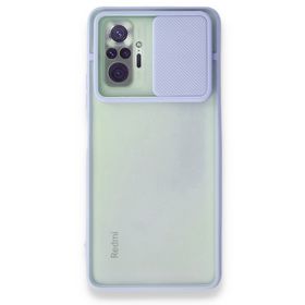 BSSM Palm Buzlu Kamera Sürgülü Silikon - Lila Xiaomi Redmi Note 10 Pro Kılıf