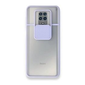 BSSM Palm Buzlu Kamera Sürgülü Silikon - Lila Xiaomi Redmi Note 9 Pro Kılıf