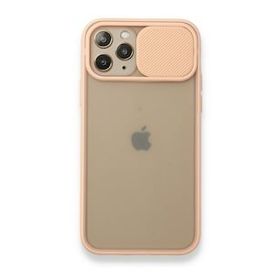 BSSM Palm Buzlu Kamera Sürgülü Silikon - Pembe iPhone 11 Pro Kılıf