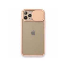 BSSM Palm Buzlu Kamera Sürgülü Silikon - Pembe iPhone 11 Pro Kılıf