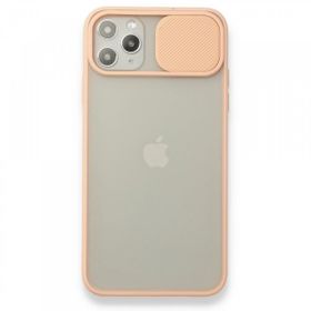 BSSM Palm Buzlu Kamera Sürgülü Silikon - Pembe iPhone 11 Pro Max Kılıf