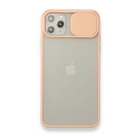 BSSM Palm Buzlu Kamera Sürgülü Silikon - Pembe iPhone 11 Pro Max Kılıf