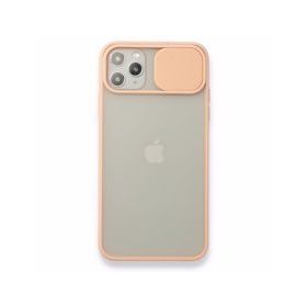BSSM Palm Buzlu Kamera Sürgülü Silikon - Pembe iPhone 11 Pro Max Kılıf