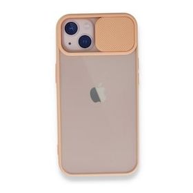 BSSM Palm Buzlu Kamera Sürgülü Silikon - Pembe iPhone 13 Kılıf