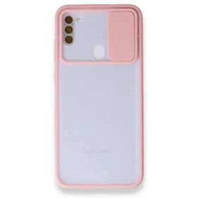 BSSM Palm Buzlu Kamera Sürgülü Silikon - Pembe Samsung Galaxy A11 Kılıf