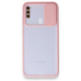 BSSM Palm Buzlu Kamera Sürgülü Silikon - Pembe Samsung Galaxy A11 Kılıf