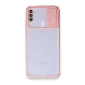 BSSM Palm Buzlu Kamera Sürgülü Silikon - Pembe Samsung Galaxy A11 Kılıf