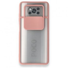 BSSM Palm Buzlu Kamera Sürgülü Silikon - Pembe Xiaomi Pocophone X3 Kılıf