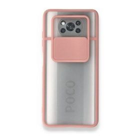 BSSM Palm Buzlu Kamera Sürgülü Silikon - Pembe Xiaomi Pocophone X3 Kılıf