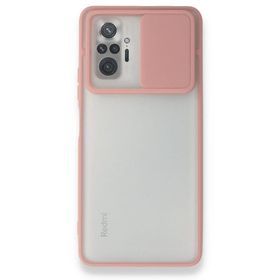 BSSM Palm Buzlu Kamera Sürgülü Silikon - Pembe Xiaomi Redmi Note 10 Pro Kılıf