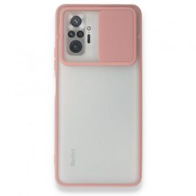 BSSM Palm Buzlu Kamera Sürgülü Silikon - Pembe Xiaomi Redmi Note 10 Pro Kılıf