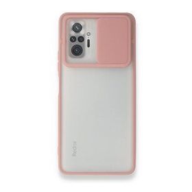 BSSM Palm Buzlu Kamera Sürgülü Silikon - Pembe Xiaomi Redmi Note 10 Pro Kılıf