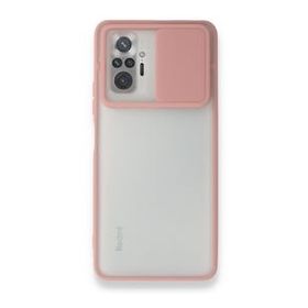 BSSM Palm Buzlu Kamera Sürgülü Silikon - Pembe Xiaomi Redmi Note 10 Pro Kılıf