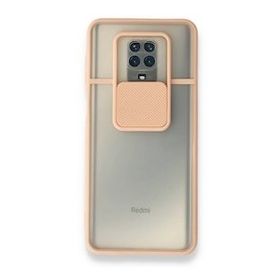 BSSM Palm Buzlu Kamera Sürgülü Silikon - Pembe Xiaomi Redmi Note 9 Pro Kılıf