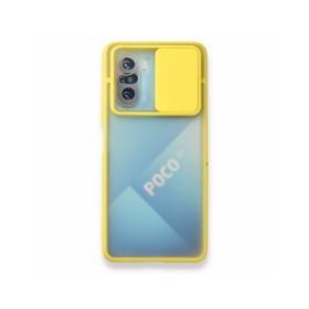 BSSM Palm Buzlu Kamera Sürgülü Silikon - Sarı Xiaomi Poco F3 Kılıf