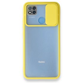 BSSM Palm Buzlu Kamera Sürgülü Silikon - Sarı Xiaomi Redmi 9C Kılıf