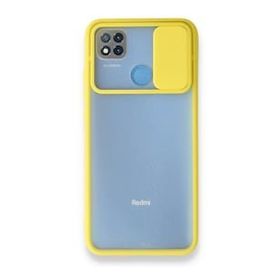BSSM Palm Buzlu Kamera Sürgülü Silikon - Sarı Xiaomi Redmi 9C Kılıf