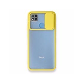 BSSM Palm Buzlu Kamera Sürgülü Silikon - Sarı Xiaomi Redmi 9C Kılıf