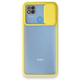 BSSM Palm Buzlu Kamera Sürgülü Silikon - Sarı Xiaomi Redmi 9C Kılıf