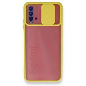 BSSM Palm Buzlu Kamera Sürgülü Silikon - Sarı Xiaomi Redmi 9T Kılıf