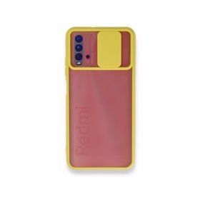 BSSM Palm Buzlu Kamera Sürgülü Silikon - Sarı Xiaomi Redmi 9T Kılıf