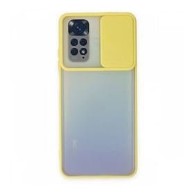 BSSM Palm Buzlu Kamera Sürgülü Silikon - Sarı Xiaomi Redmi Note 11 Kılıf