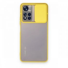 BSSM Palm Buzlu Kamera Sürgülü Silikon - Sarı Xiaomi Redmi Note 11 Pro Plus 5G Kılıf