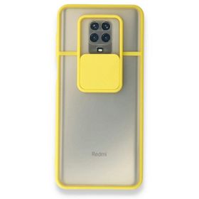BSSM Palm Buzlu Kamera Sürgülü Silikon - Sarı Xiaomi Redmi Note 9 Pro Kılıf