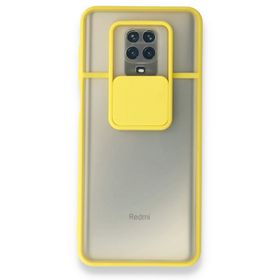 BSSM Palm Buzlu Kamera Sürgülü Silikon - Sarı Xiaomi Redmi Note 9 Pro Kılıf