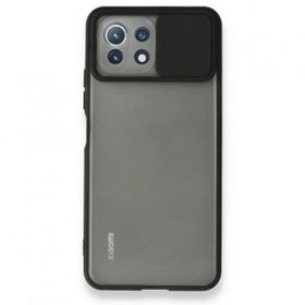BSSM Palm Buzlu Kamera Sürgülü Silikon - Siyah Xiaomi Mİ 11 Lite Kılıf