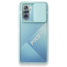 BSSM Palm Buzlu Kamera Sürgülü Silikon - Turkuaz Xiaomi Poco F3 Kılıf