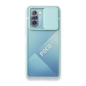 BSSM Palm Buzlu Kamera Sürgülü Silikon - Turkuaz Xiaomi Poco F3 Kılıf
