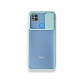 BSSM Palm Buzlu Kamera Sürgülü Silikon - Turkuaz Xiaomi Redmi 9C Kılıf