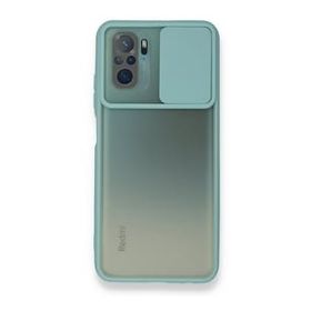 BSSM Palm Buzlu Kamera Sürgülü Silikon - Turkuaz Xiaomi Redmi Note 10 Kılıf