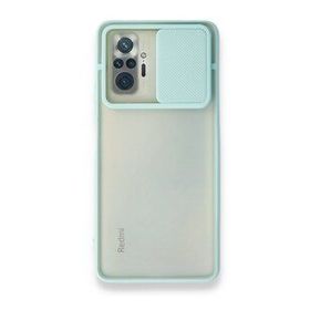 BSSM Palm Buzlu Kamera Sürgülü Silikon - Turkuaz Xiaomi Redmi Note 10 Pro Kılıf