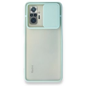 BSSM Palm Buzlu Kamera Sürgülü Silikon - Turkuaz Xiaomi Redmi Note 10 Pro Kılıf