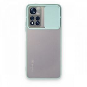 BSSM Palm Buzlu Kamera Sürgülü Silikon - Turkuaz Xiaomi Redmi Note 11T Kılıf