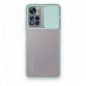 BSSM Palm Buzlu Kamera Sürgülü Silikon - Turkuaz Xiaomi Redmi Note 11T Kılıf