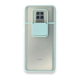 BSSM Palm Buzlu Kamera Sürgülü Silikon - Turkuaz Xiaomi Redmi Note 9 Pro Kılıf