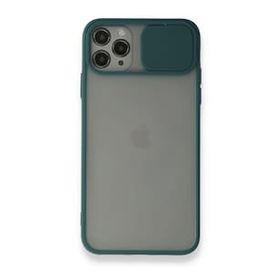 BSSM Palm Buzlu Kamera Sürgülü Silikon - Yeşil iPhone 11 Pro Kılıf
