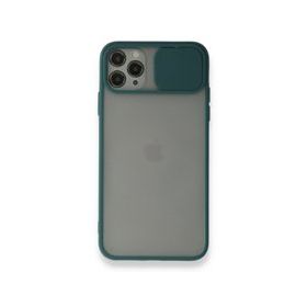 BSSM Palm Buzlu Kamera Sürgülü Silikon - Yeşil iPhone 11 Pro Kılıf